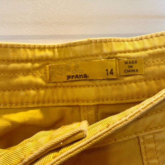 Prana Mustard Yellow Cropped Wide Leg Cargo Jeans Size 14 - Picture 3 of 5